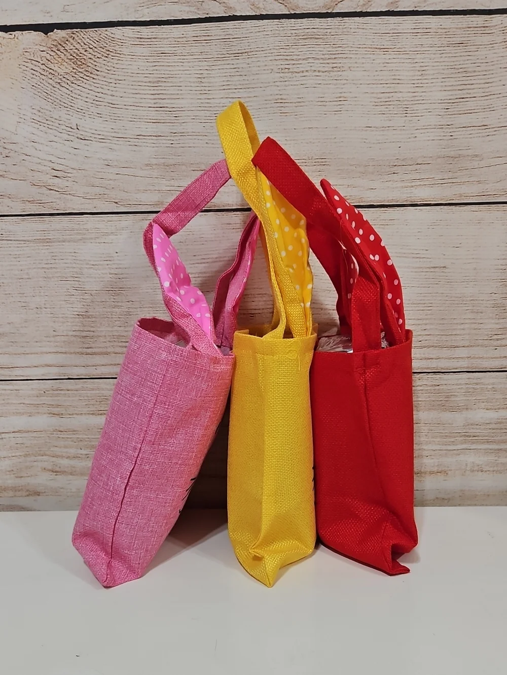 💟 Kids Cute Bunny Tote Bag - Pink, Yellow, Red Set Of 3